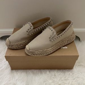 Christian Louboutin Beige Espaboat Spike Platform Slip-on Espadrille 37 euro/US7